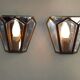 Matching pair french mid century copper & glass single light wall lanterns 3915