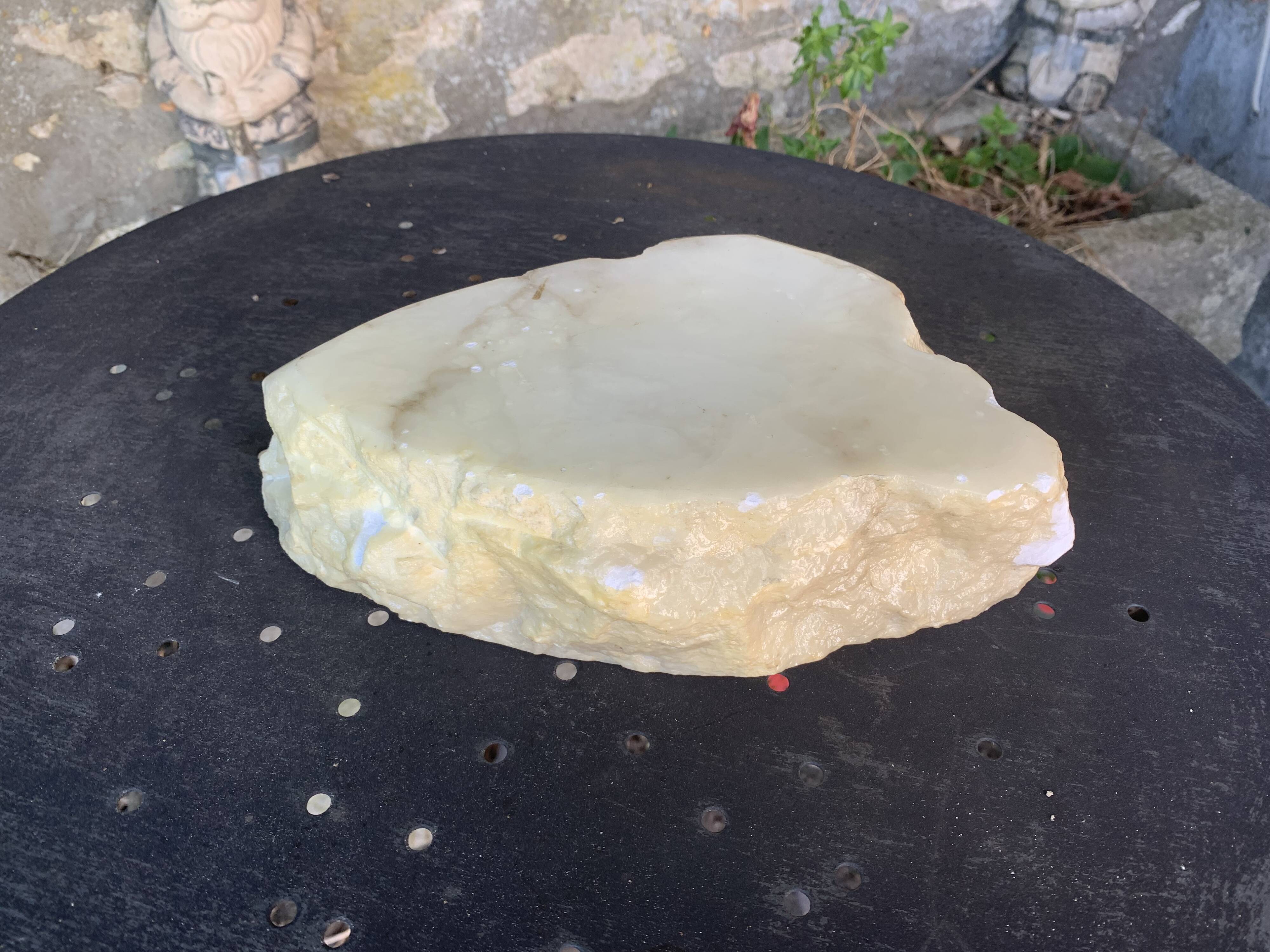 Large marble ashtray, white, beige, gray veins, vintage stone