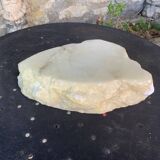Large marble ashtray, white, beige, gray veins, vintage stone