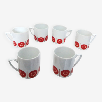 Lot de 6 tasses à café en porcelaine : Echenbach