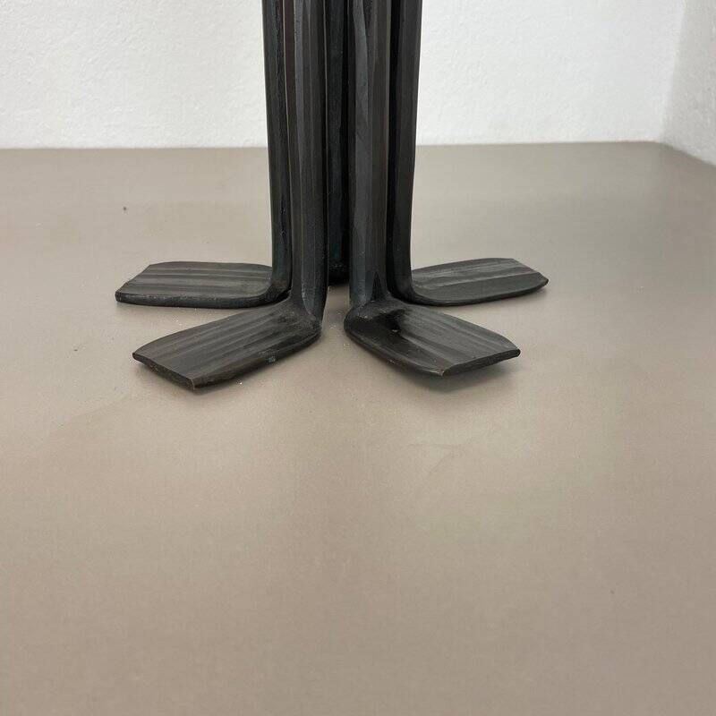 Large brutalist bronze candleholder by Manfred Bergmeister, Germany, 1970s
