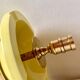 Large vintage brass and yellow glazed ceramic candle holder-ashtray