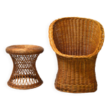 Vintage rattan armchair from the 60s/70s design