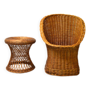 Vintage rattan armchair from the 60s/70s design