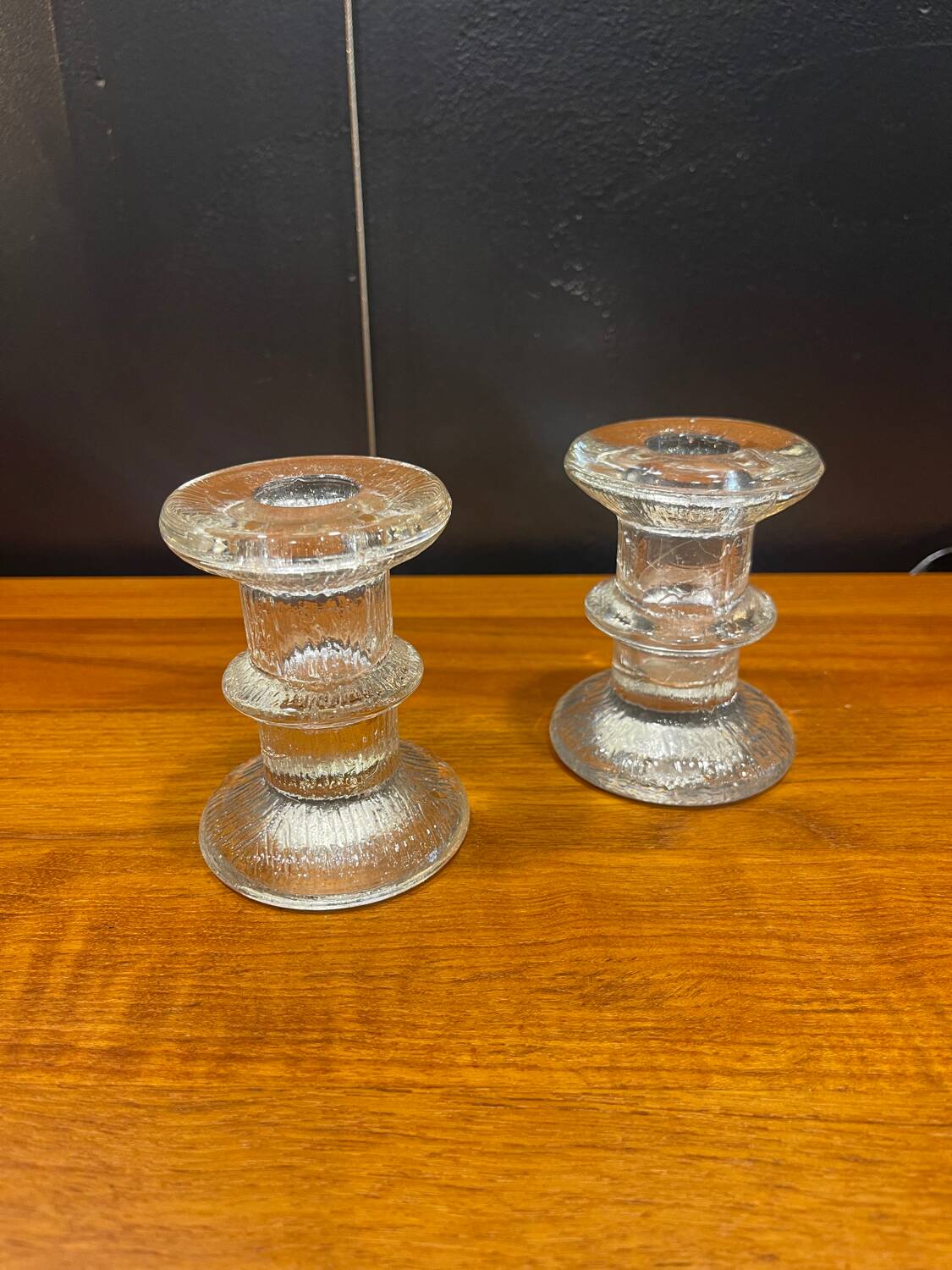Pair of Festivo crystal candle holders by Timo Sarpaneva 1960