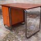 Vintage tubular desk year 50 in solid teak and light wood veneer