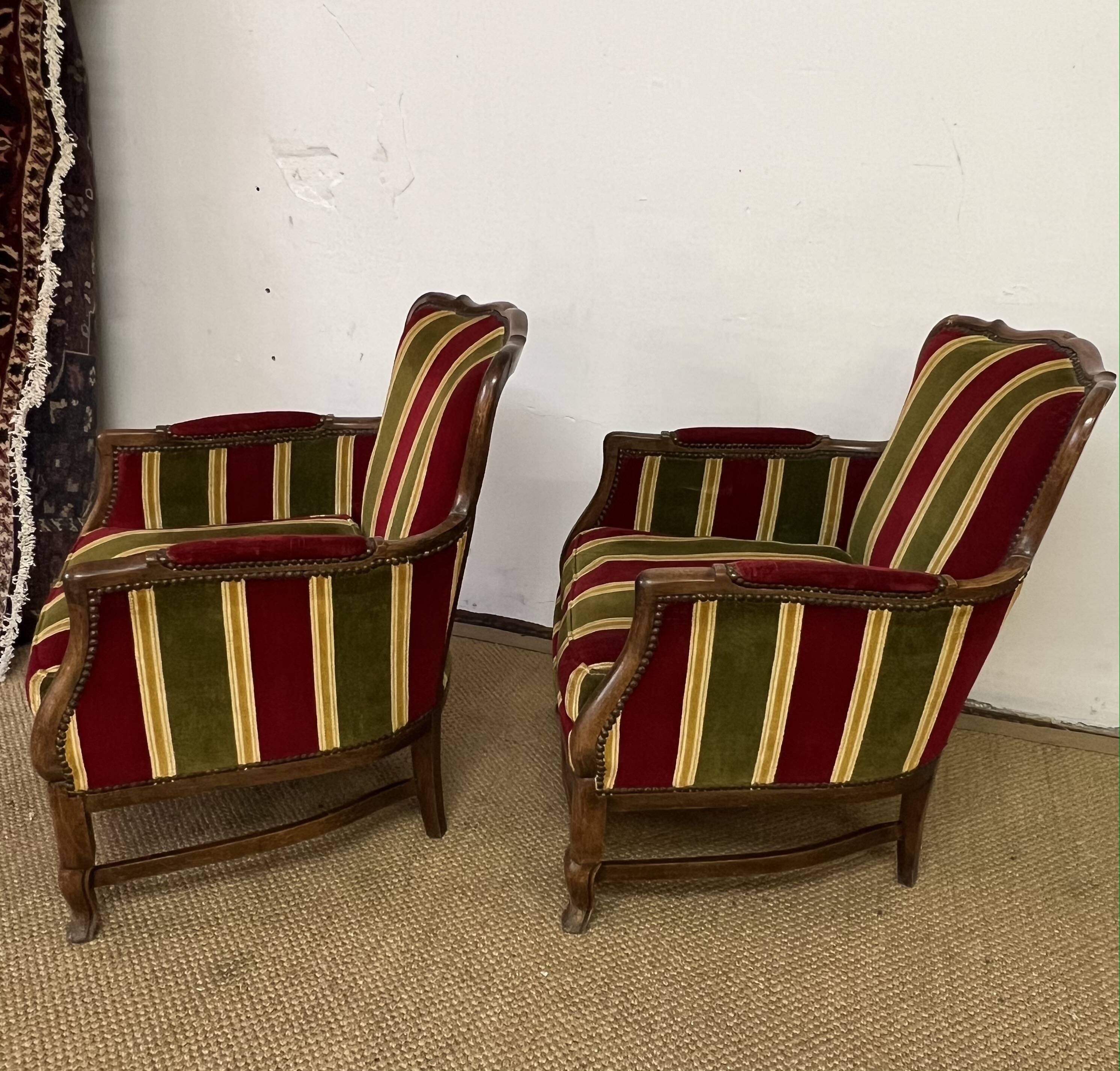 Pair of vintage convertible armchairs