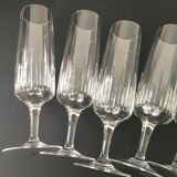 Set of 6 crystal cut champagne flutes