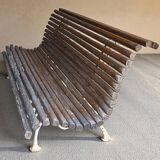 Garden bench with cast iron legs, Art Nouveau style.