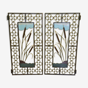French wrought irons doors with quatrefoil motief 1950s