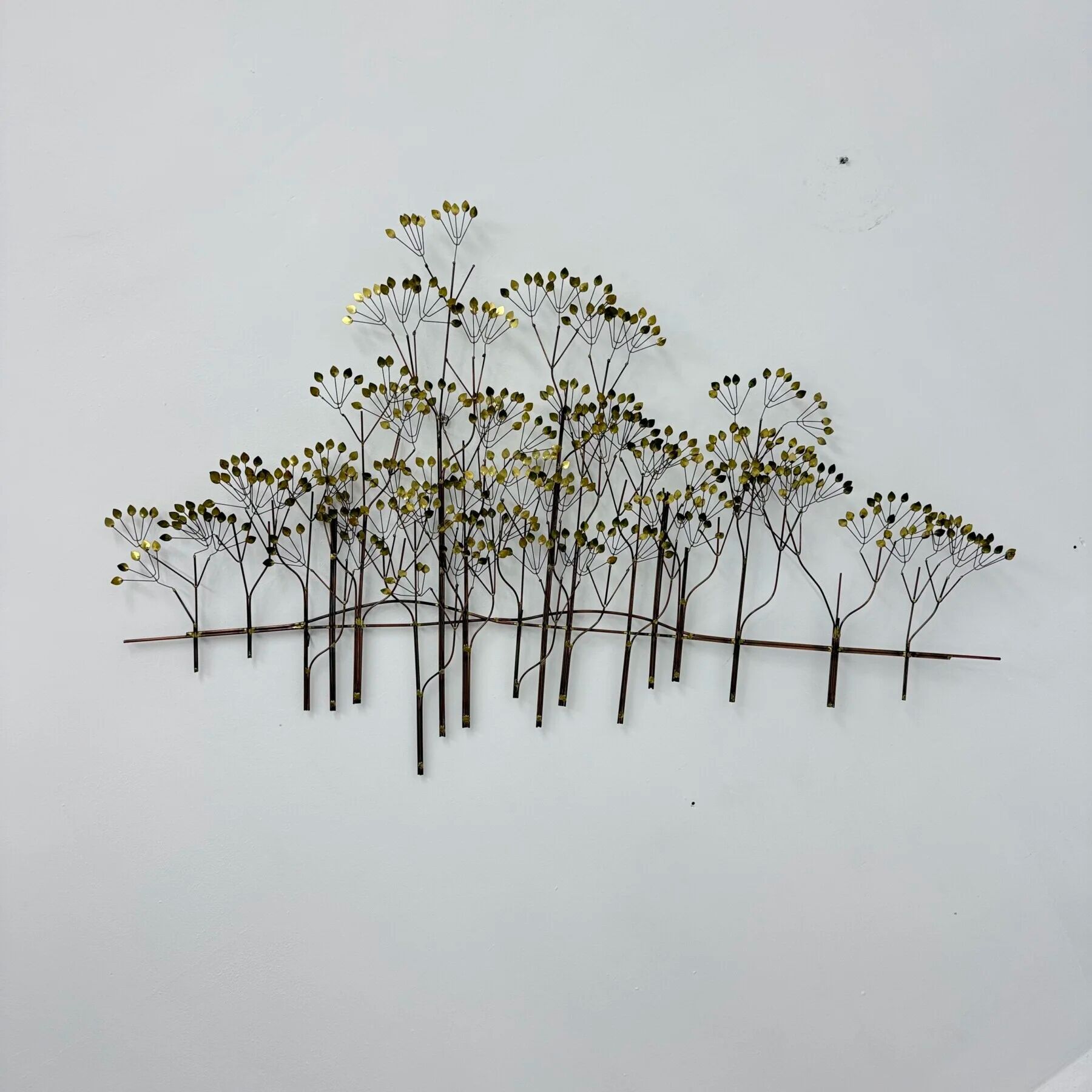 Curtis Jere large midcentury hanging wall forest sculpture "The Elms", 1973