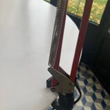 Architect's lamp in burgundy red metal, adjustable and articulated vintage