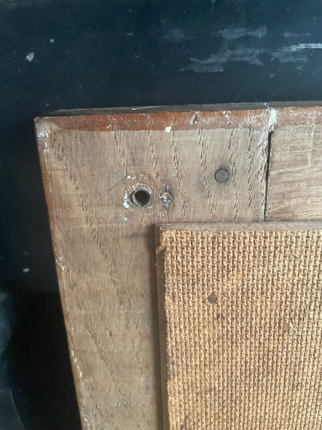 Mercury mirror. Frame in solid oak wood.