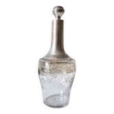 Carafe ancienne en cristal et argent massif – décor rubans et guirlande