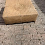 Large square pouffe in patinated nubuck leather – 100 × 100 cm