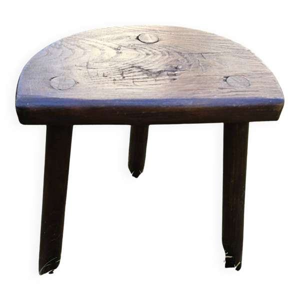 Tabouret tripode en bois massif vintage