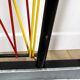 Metal coat rack with wooden balls and scoubidou from the 1960s.