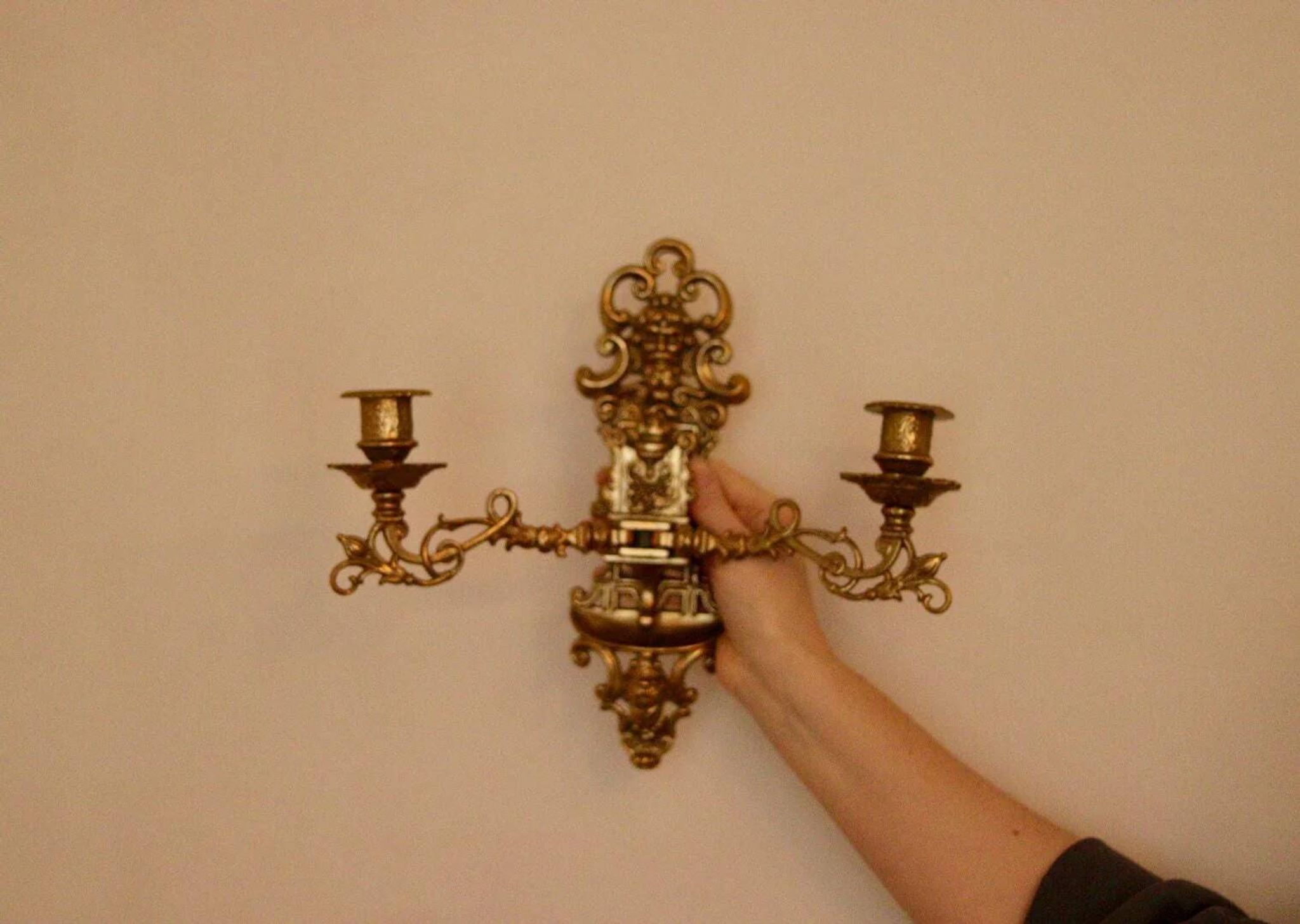 Applique murale suédoise en laiton, style milieu du siècle