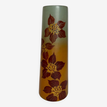 Enameled glass vase