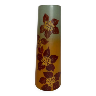 Enameled glass vase