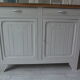 Art Deco buffet patinated pearl grey waxed finish, raw wooden tray.