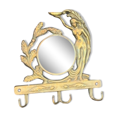 Brass patere, mirror in art nouveau style, made in italy, vintage