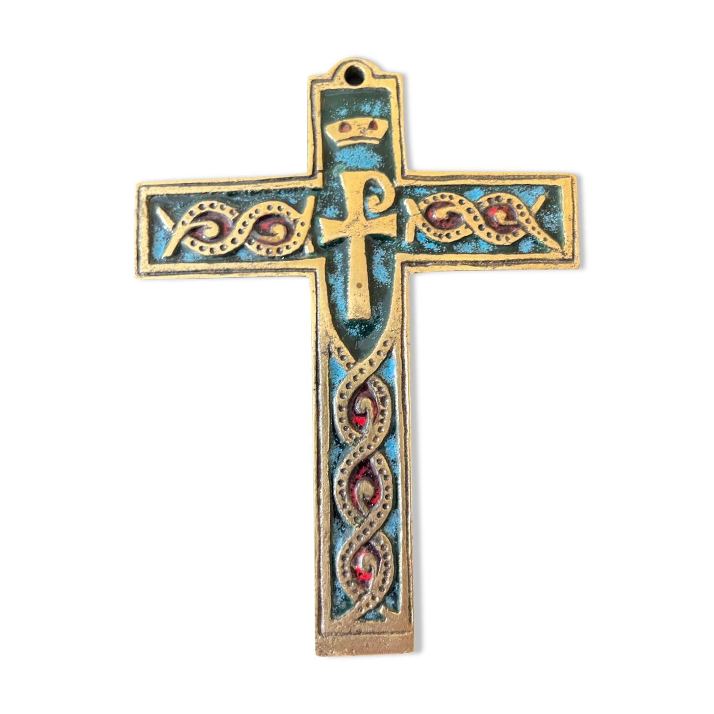 Piechaud enamelled bronze cross