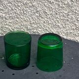 8 glasses of water or wine, straight, in green glass, cups, stamps chantovent vin de pays france