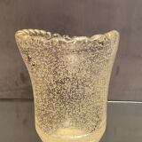 Crystal vase with subtly tinted bubble decoration signed Daum