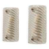 Pair of Barovier & Toso Style Modern Murano Glass Smoked Twisted Sconces