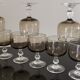 9 glasses of white wine on vintage stand Luminarc Smoked Black