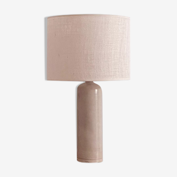 Lampe grès et jute tissée