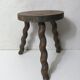 antique solid wood stool with twisted legs