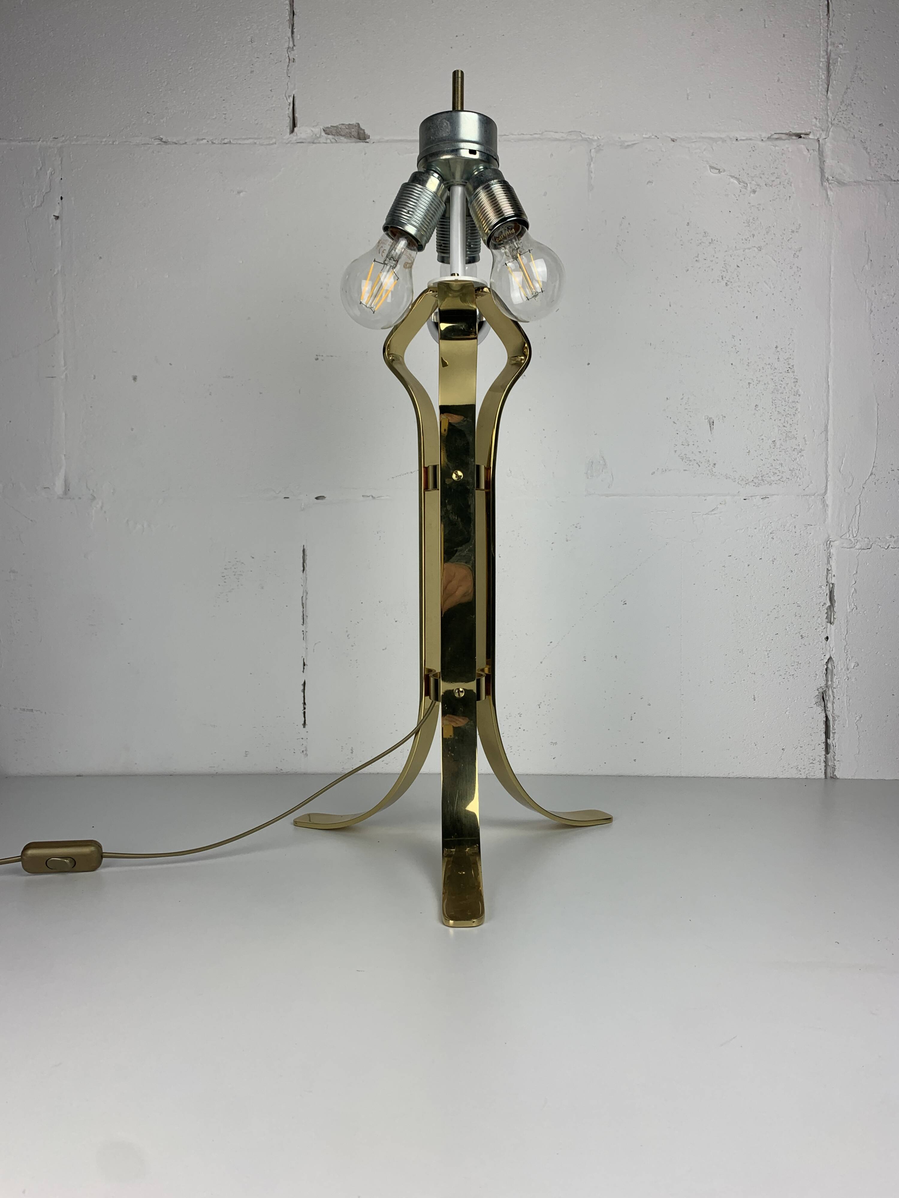 Large ( 65 cm ) midcentury brass space age mushroom table lamp, 1960s