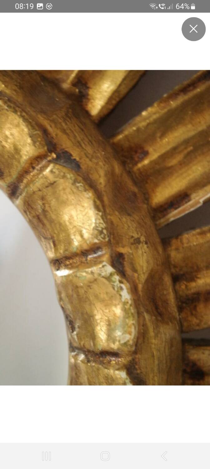 Vintage golden sun mirror