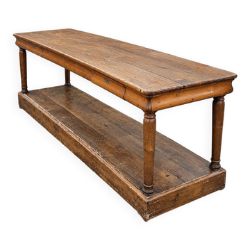 Antique French draper's table / 2 x drawers / Pinewood / 1900s