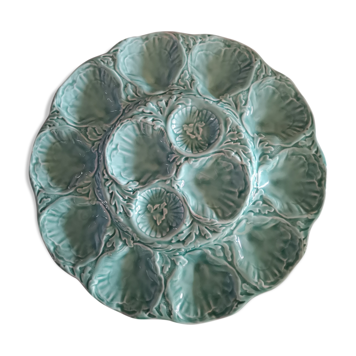 Cedon blue ceramic oyster tray - Gien - 1960s