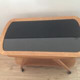 Scandinavian vintage service in wood and black glass