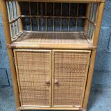 Etagère en rotin à 4 portes tressées
