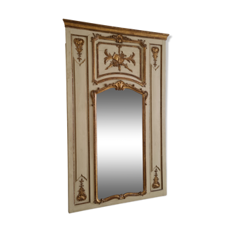 Trumeau second half 18th in lacquered and gilded wood