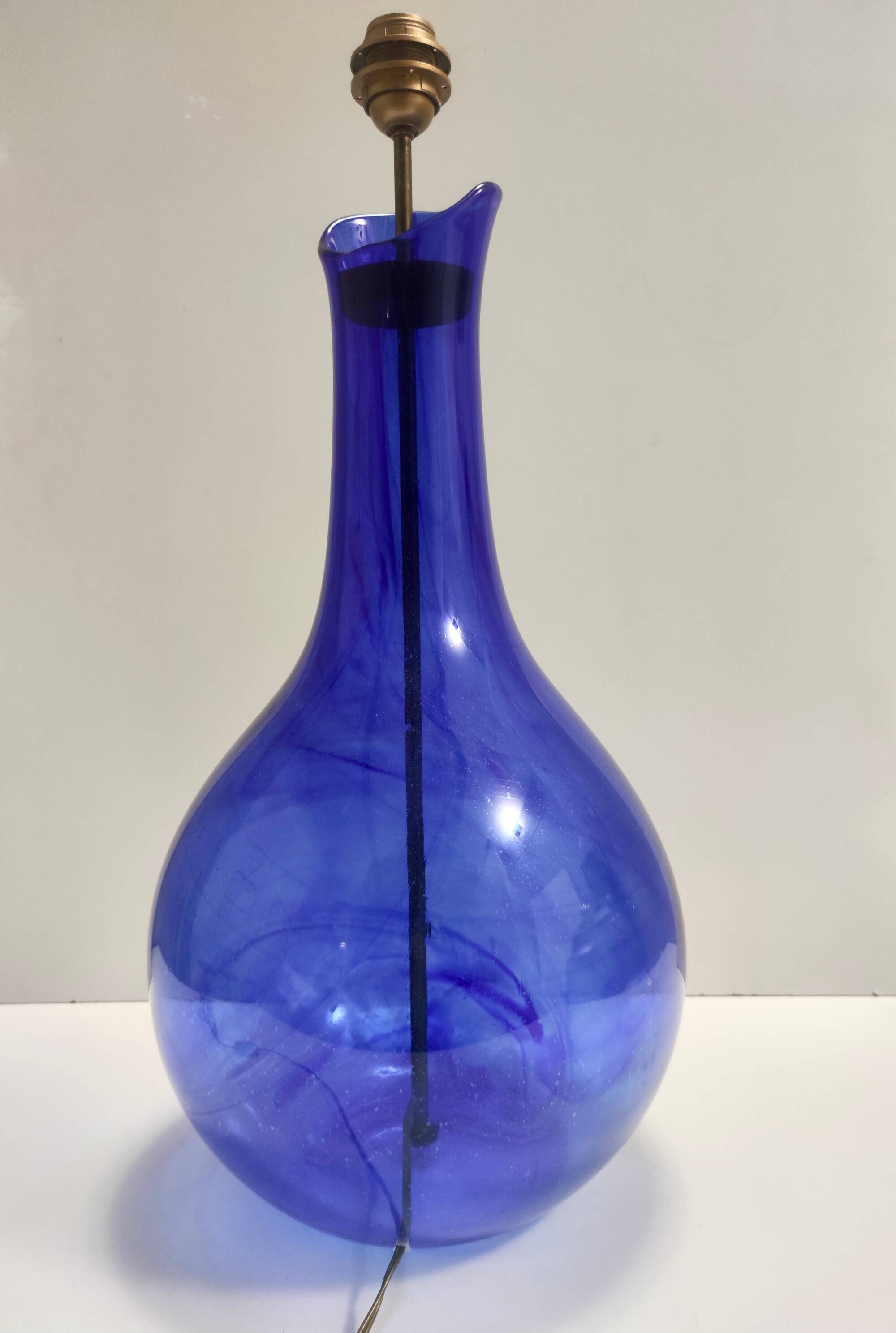 Blue Murano Glass Table Lamp with or without Fabric Lampshade, Italy