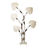 Antonio Pavia. Large lamp in silvered brass and silk. 1970s.