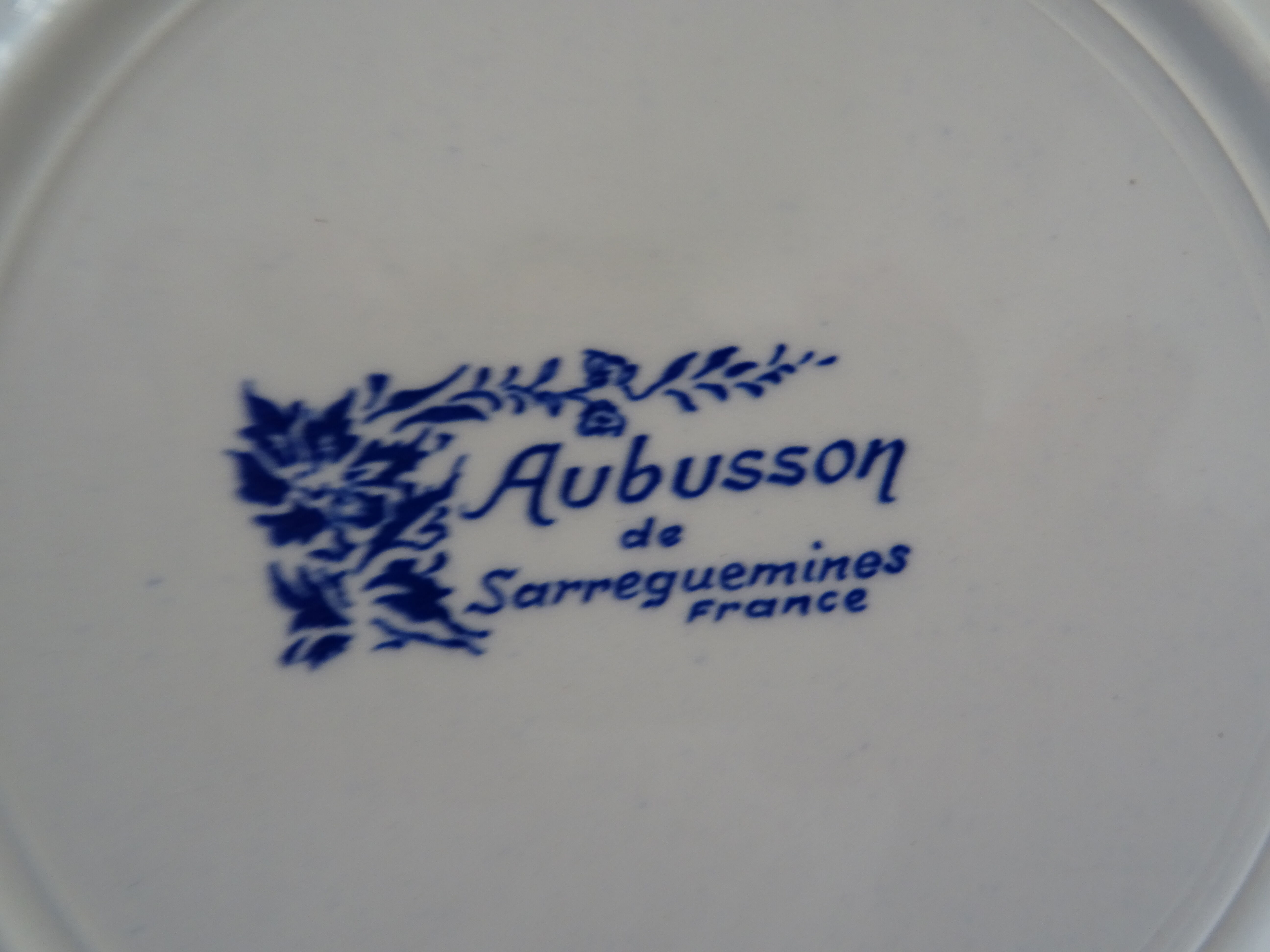 6 Sarreguemines Aubusson plates 429112 blue flowers faience