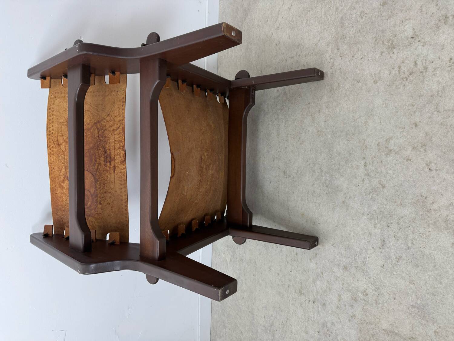 Vintage teak and leather armchair design Angel Pazmino brand Ecuador vintage 1960