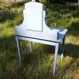 Former hairdresser - blue painted wood toilet table