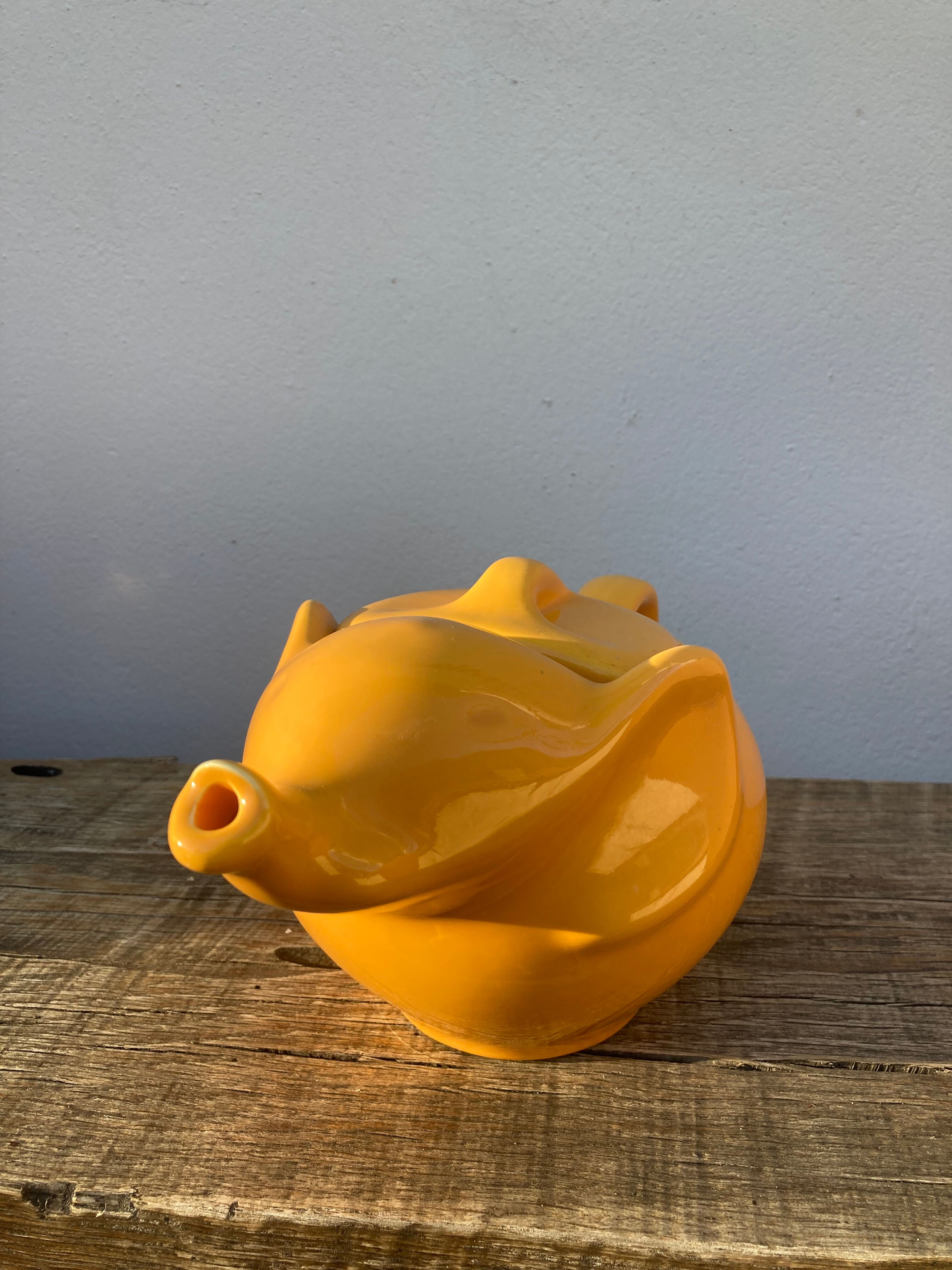 Yellow ceramic elephant teapot