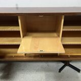 Scandinavian enfilade in veneered wood with iron legs, 20th century.