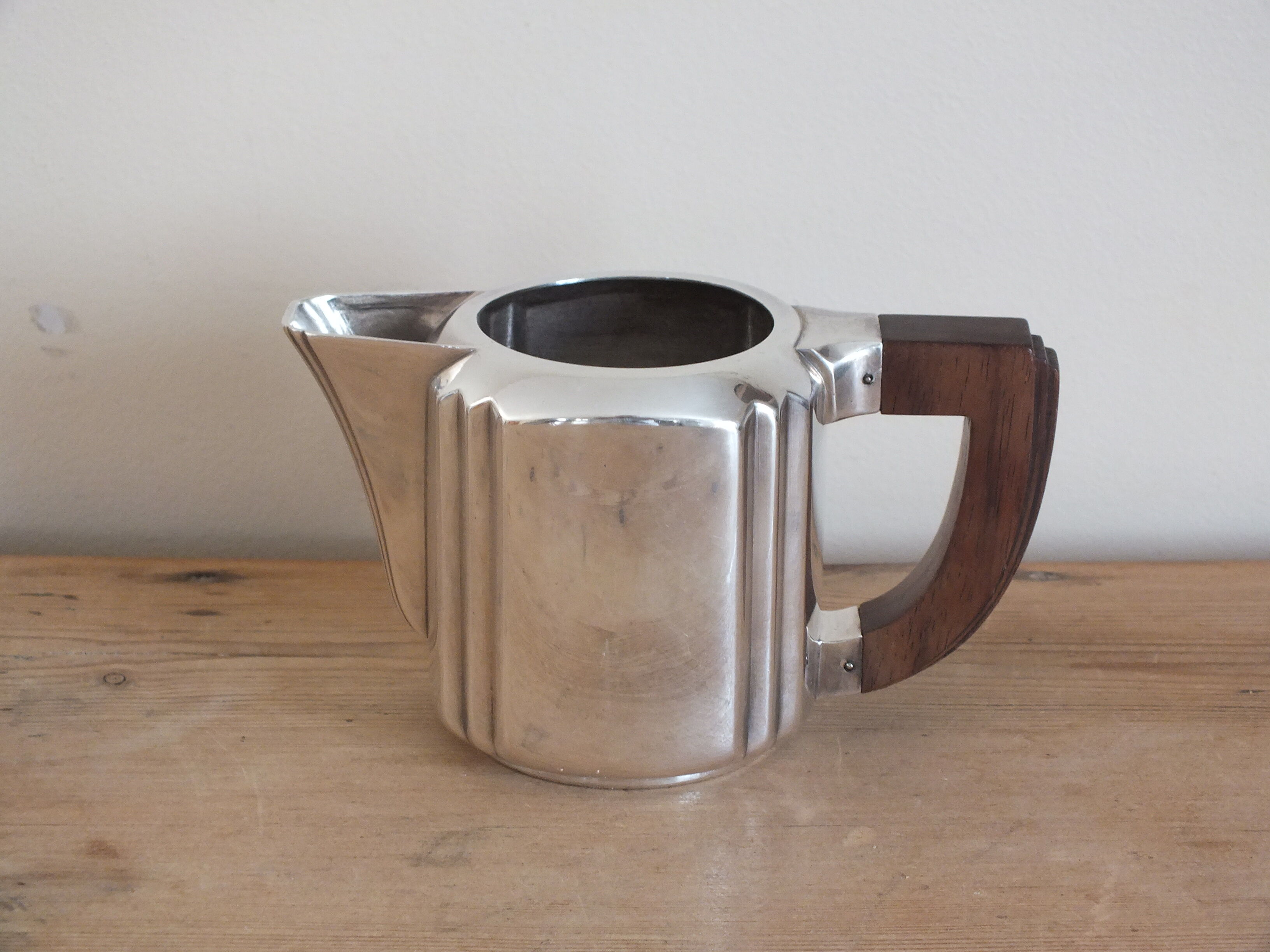 Pourer + milk jar Christofle Art Deco Pleated panels by Luc Lanel