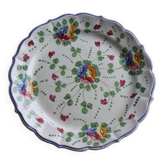 Large painted ceramic flowered dish Italy