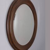 ROUND VINTAGE WOODEN WALL MIRROR FROM THE 1960S, ITALIAN DESIGN  CONDITION: